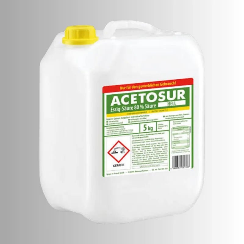 Kanister Acetosur Essig-Säure 80 % hell, 5 kg, mit Gefahrensymbol