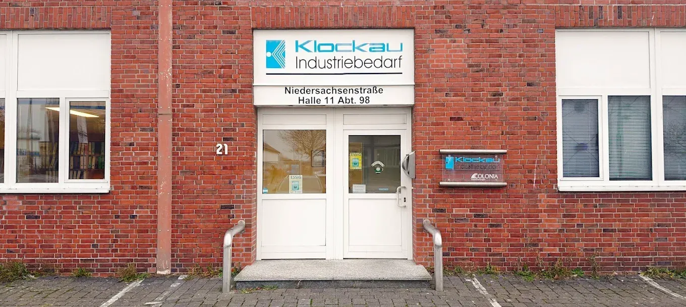 Eingang von Klockau Industriebedarf in der Fischhalle XI